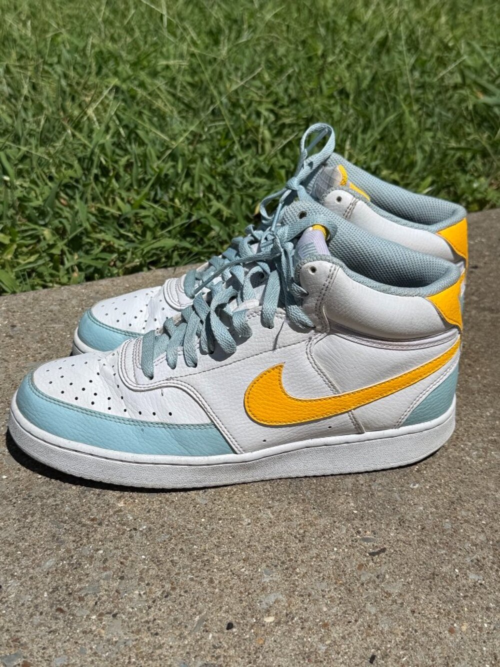 Nike Court Vision Mid NN Womens 8 Mens 7 Blue Yellow Y2K High Top Shoes 4065